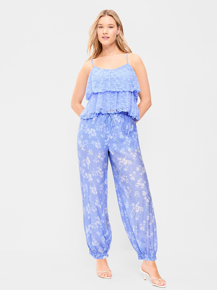 Image number 6 showing, High-Waisted Sheer Chiffon Harem Pants