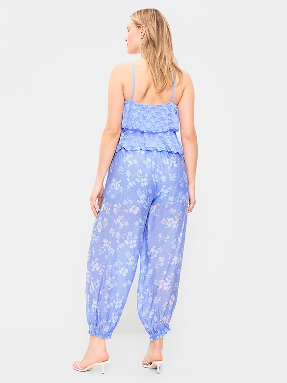 High-Waisted Sheer Chiffon Harem Pants