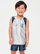 Image 1 of 3, v neck, sleeveless, small-scale graphic at chest, color block pattern, Product #885745