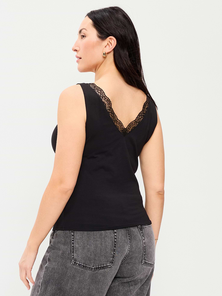 Image number 7 showing, Sleeveless Lace-Trim V-Neck Top