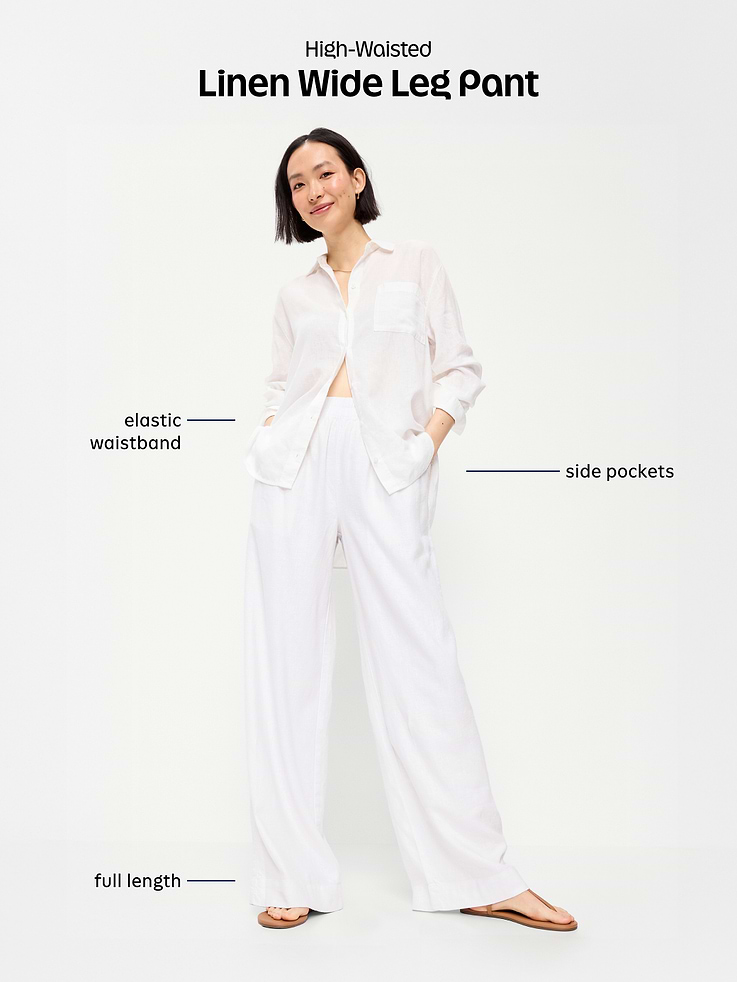 Image number 5 showing, High-Waisted Linen-Blend Super Wide-Leg Pants