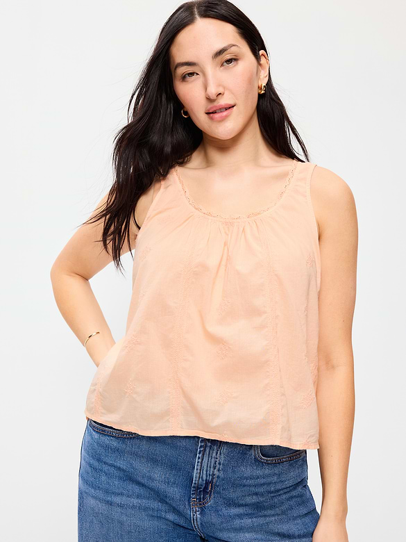 Camisole brodée à bordure à volants