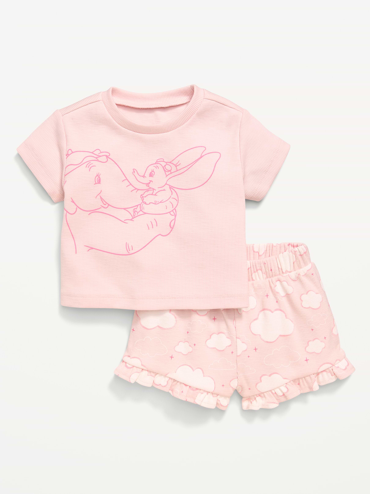 L'image numéro 1 présente Ensemble t-shirt et short côtelés Dumbo de Disney© pour bébé