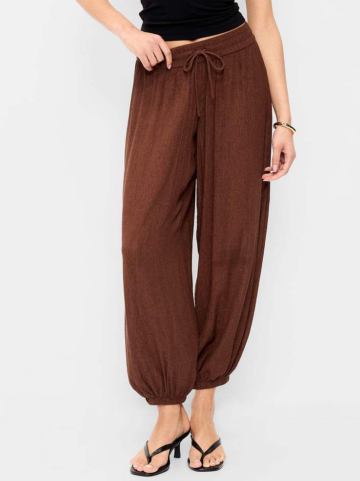 Image number 2 showing, High-Waisted Sheer Crinkle Crepe Harem Pants