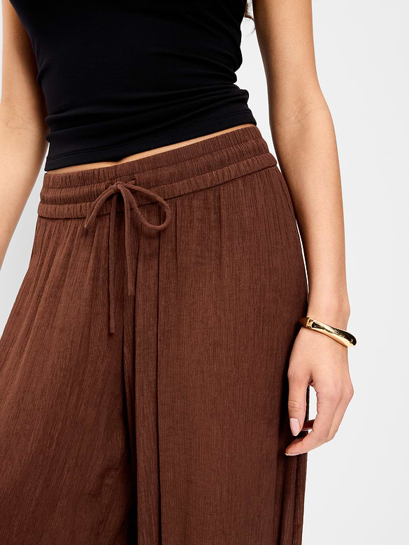 High-Waisted Sheer Crinkle Crepe Harem Pants