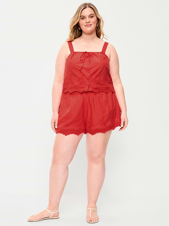 Shorts à taille haute à bordure en dentelle