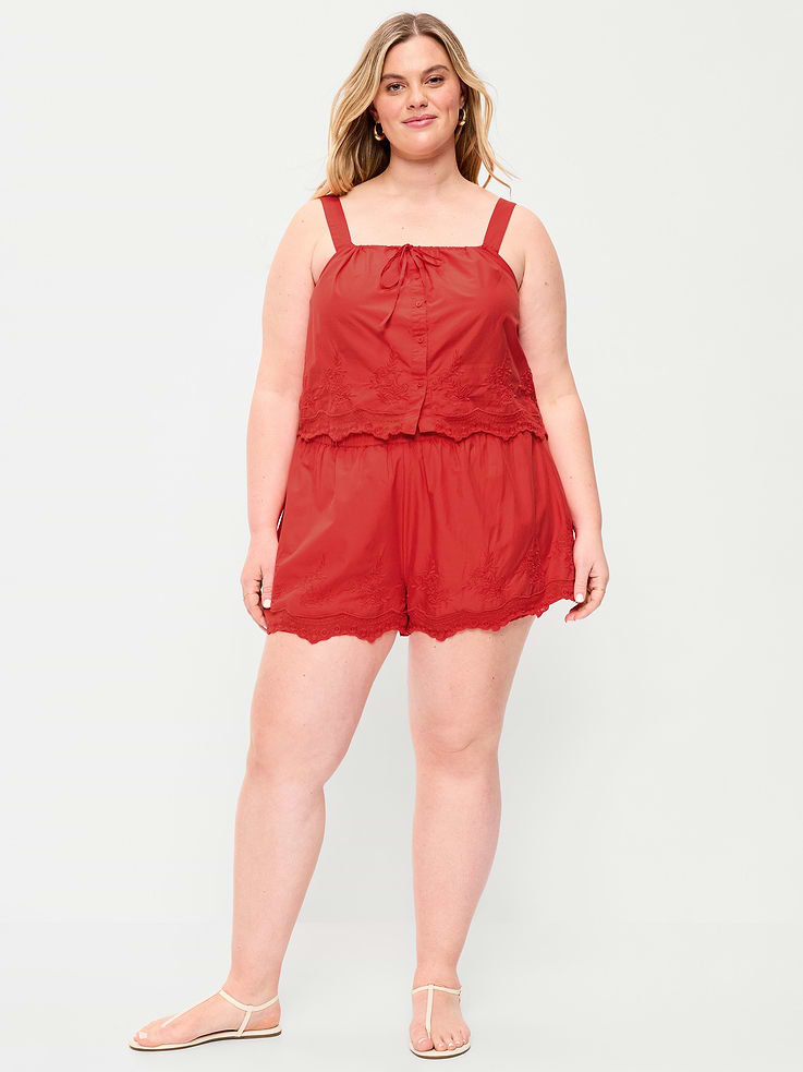 Image number 7 showing, High-Waisted Lace-Trim Shorts
