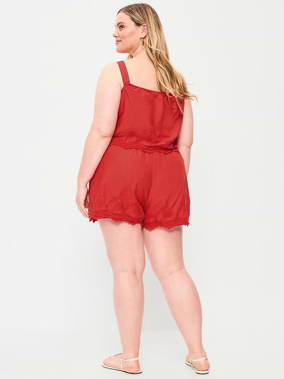 Shorts à taille haute à bordure en dentelle