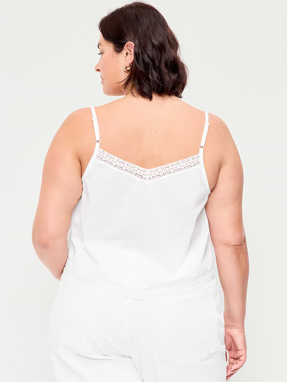 Lace-Trim Scarf Tank Top