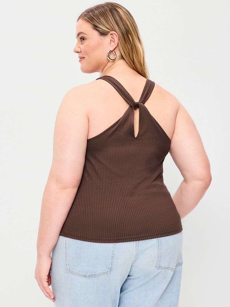 Image number 9 showing, Ribbed Loop-Back Halter Top