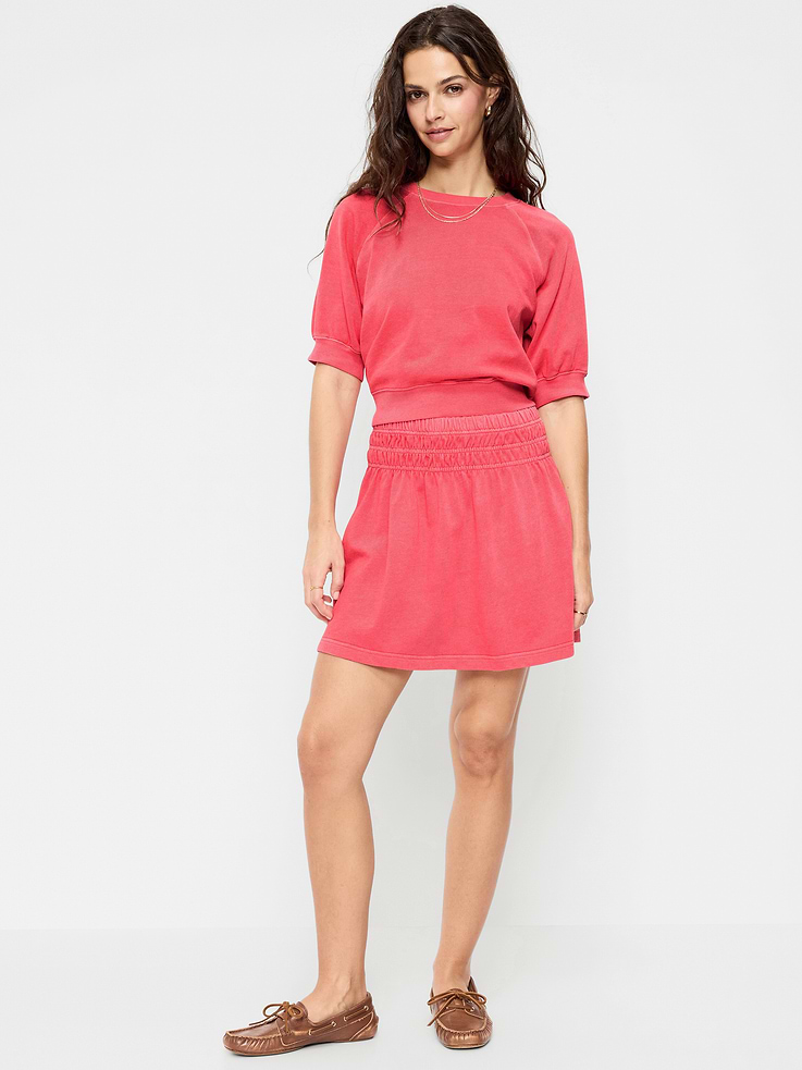 Image number 1 showing, SoSoft Terry Smocked-Waist Mini Skirt