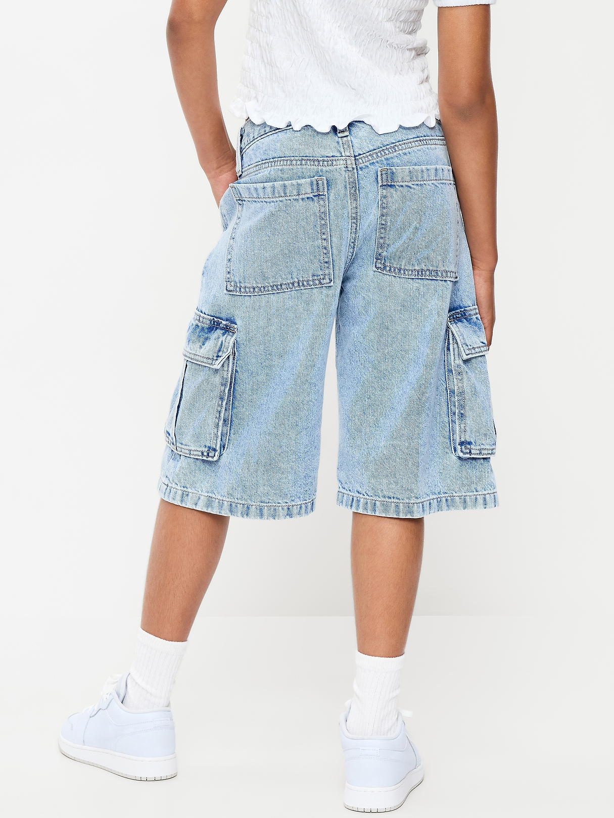 Mid-Rise Ultra Baggy Cargo Jean Shorts for Girls | Old Navy