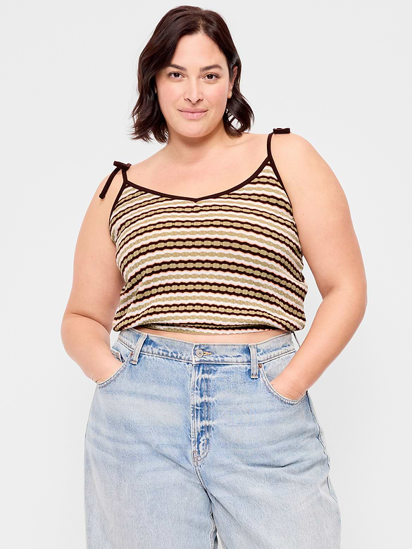 Camisole à bretelles à nouer en tricot pointelle