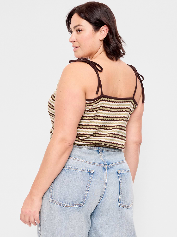 Image number 6 showing, Sleeveless Pointelle Tie-Strap Tank Top