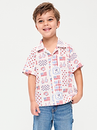 Image number 1 showing, Printed Linen-Blend Pocket Shirt for Toddler Boys