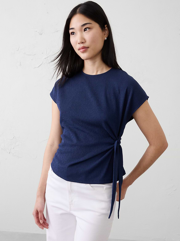 Textured Smocked Side-Tie Top