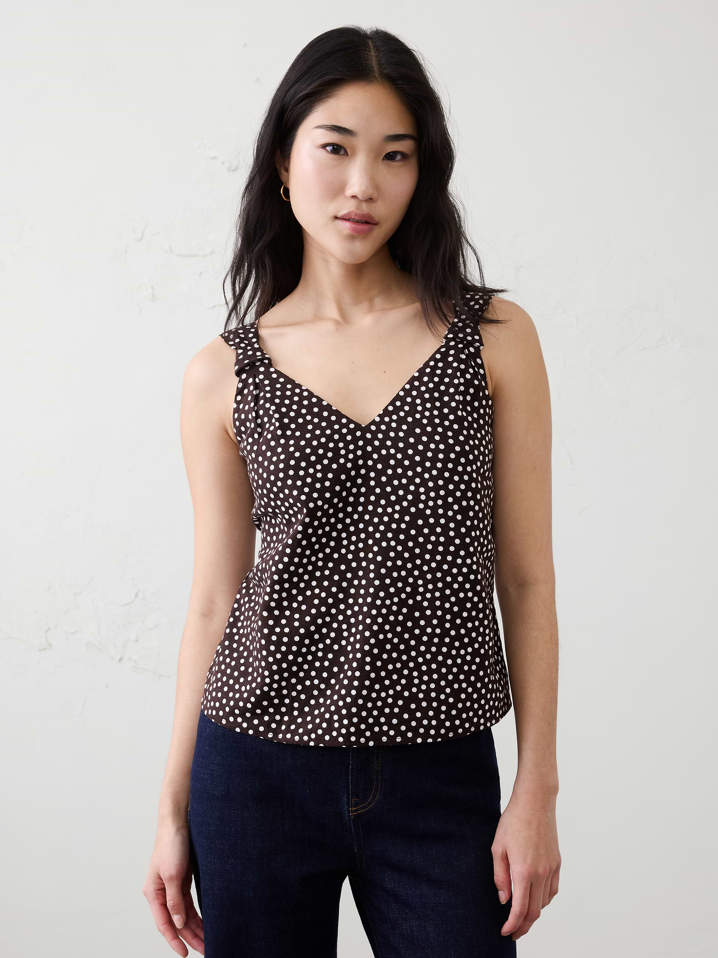 Image number 1 showing, Linen-Blend Knotted Top