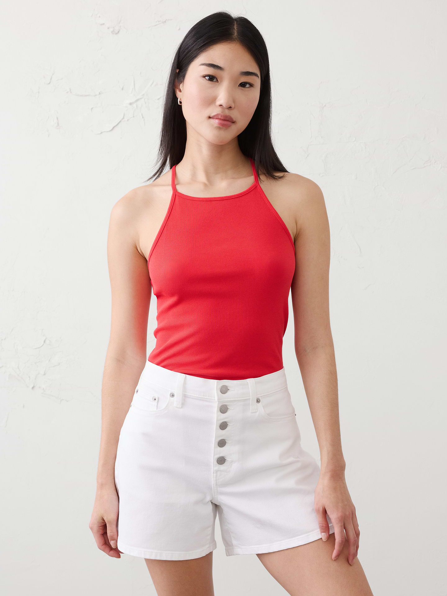 Image number 1 showing, Ribbed Strappy Racer-Back Top