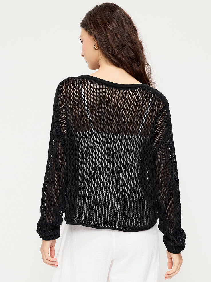 L'image numéro 2 présente Chandail court en tricot de coton littoral à mailles ouvertes
