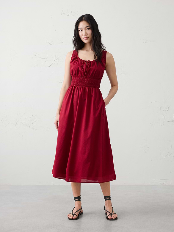 Smocked Waist Midi Dress