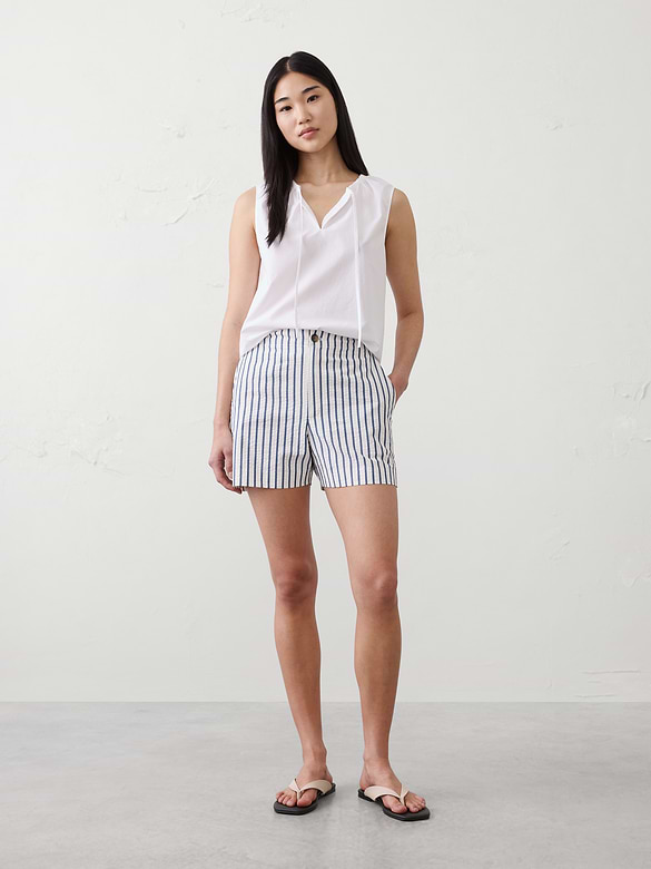 High-Rise Seersucker Short