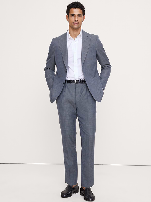 Pantalon de complet raffiné de coupe étroite en laine italienne respirante