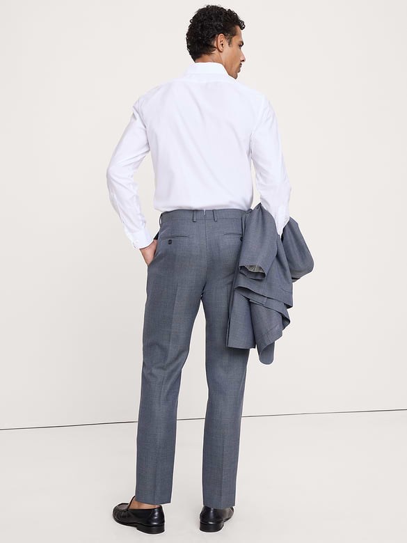 Pantalon de complet raffiné de coupe étroite en laine italienne respirante