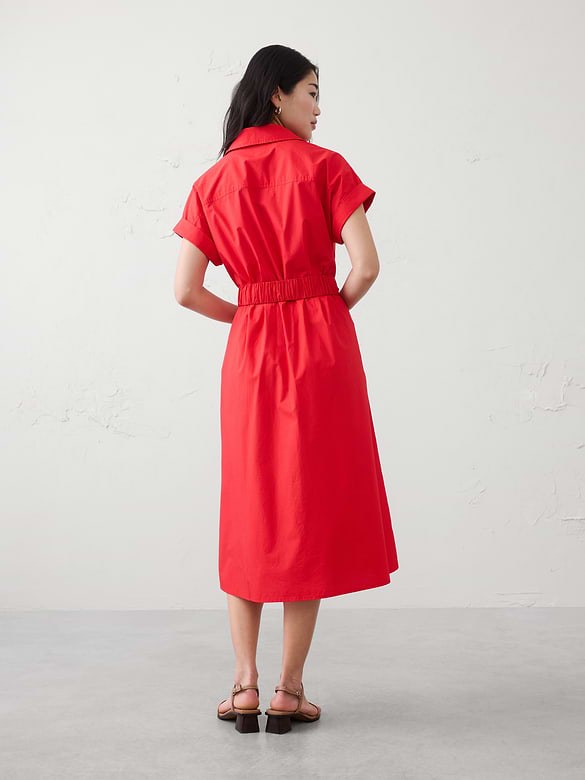 Poplin Utility Midi Shirtdress
