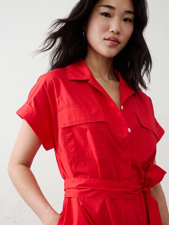 Poplin Utility Midi Shirtdress