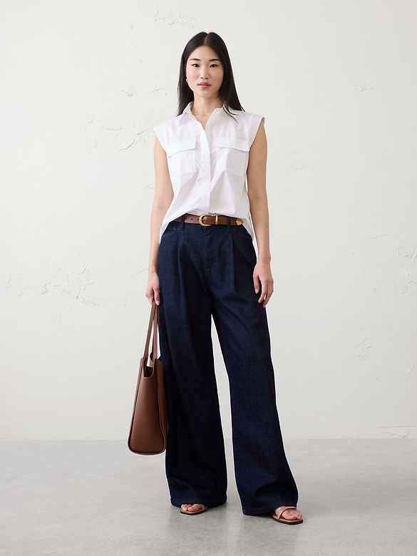 Trapunto Cap-Sleeve Shirt