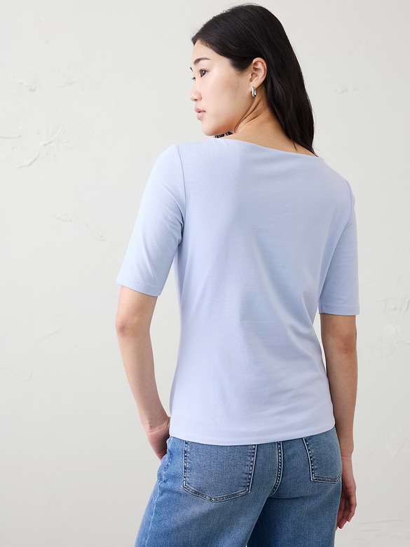 Soft Stretch Elbow-Sleeve Top