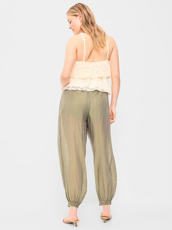High-Waisted Sheer Chiffon Harem Pants