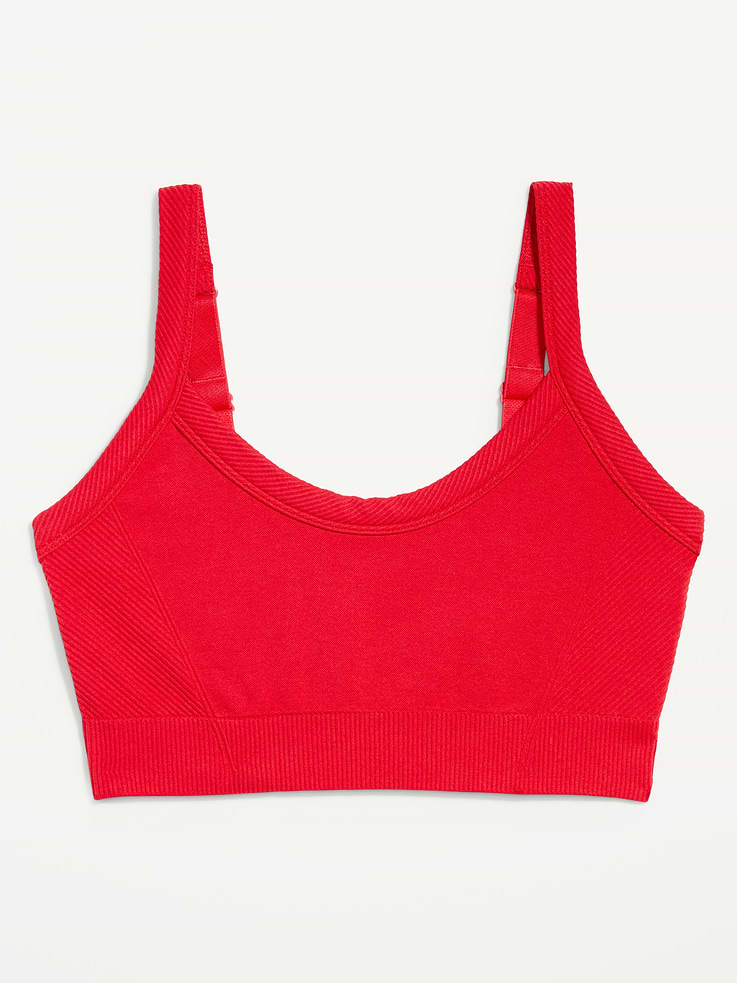L'image numéro 4 présente Soutien-gorge de sport côtelé à maintien léger sans coutures