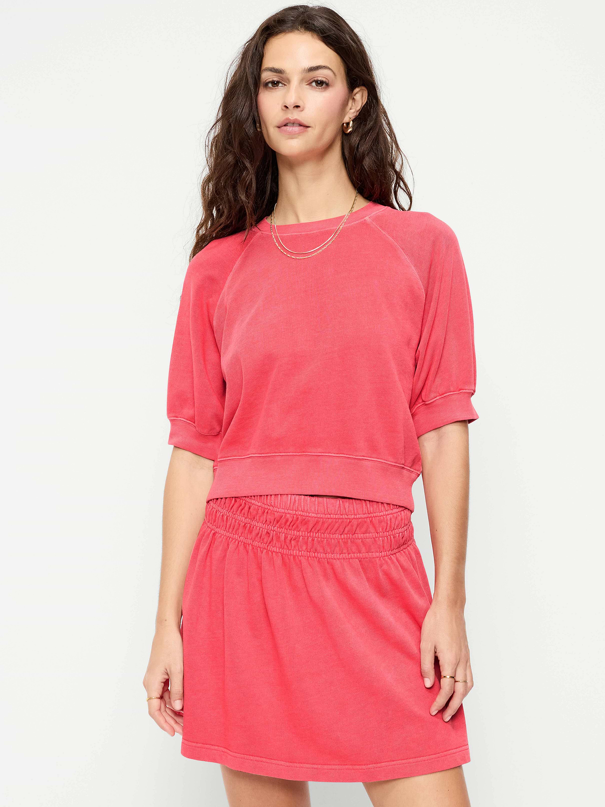Short-Sleeve Cropped Raglan Sweatshirt