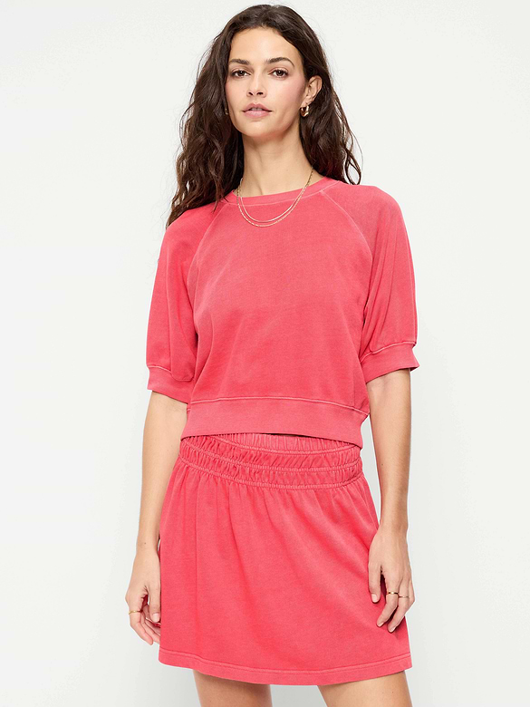 Short-Sleeve Cropped Raglan Sweatshirt