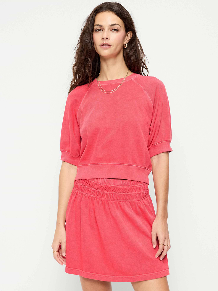 Image number 1 showing, Short-Sleeve Cropped Raglan Sweatshirt