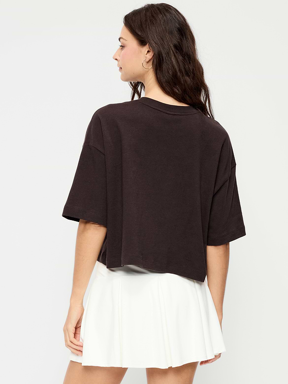 Vintage Crew-Neck Oversized Crop T-Shirt