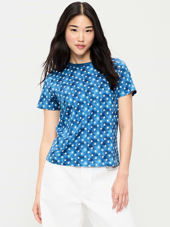 T-shirt passe-partout ras du cou à motif