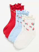Image number 1 showing, Ruffled Pointelle-Knit Crew Sock 3-Pack for Toddler & Baby