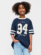 Image number 1 showing, Oversized Short-Sleeve Graphic Tunic T-Shirt for Girls