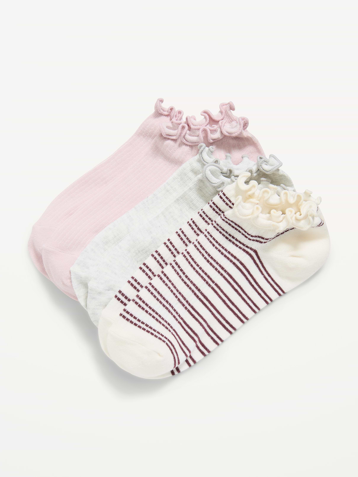 Image number 1 showing, Lettuce-Edge Ankle Socks 3-Pack for Women