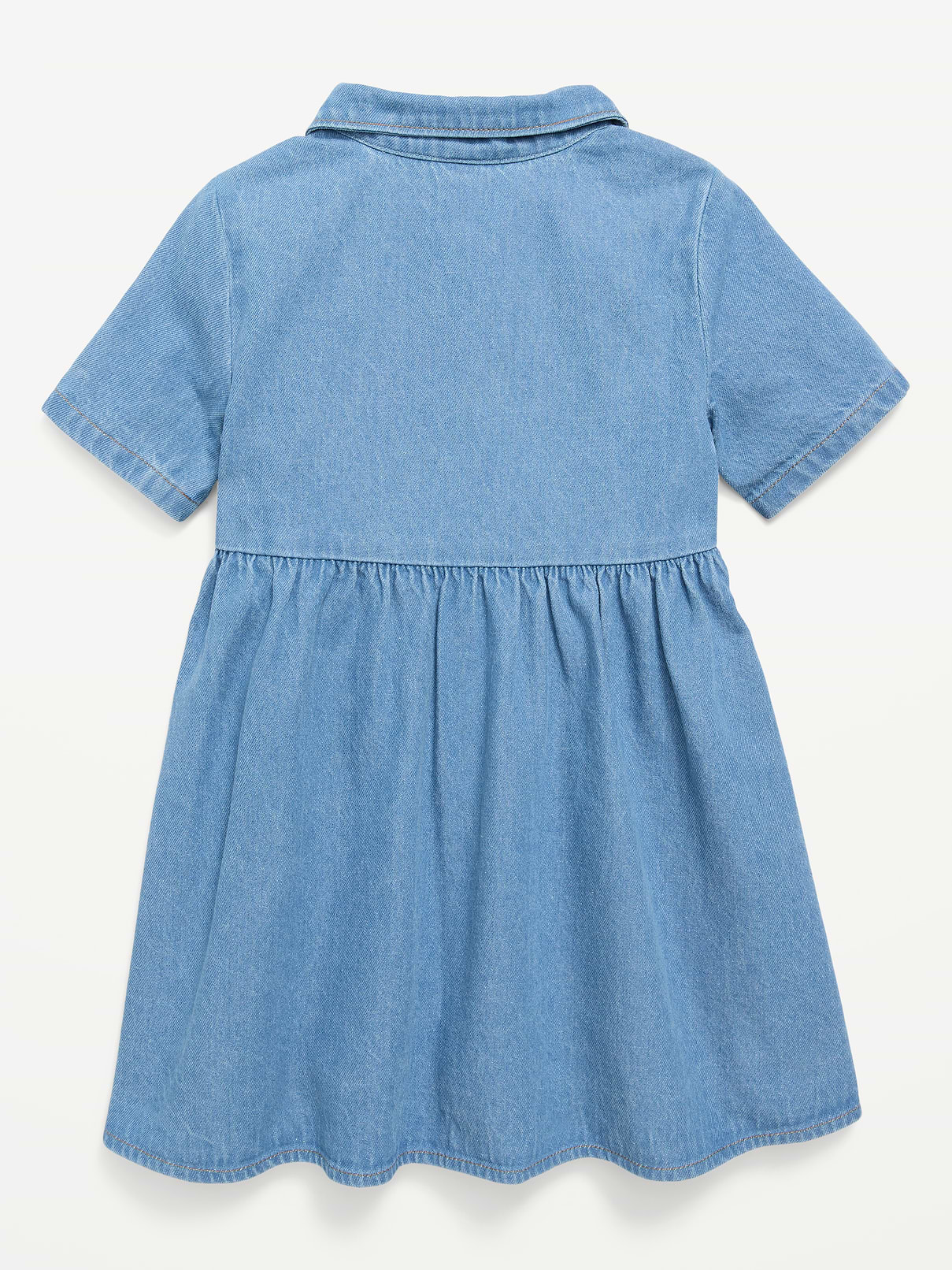 Image number 3 showing, Short-Sleeve Denim Shirt Dress for Toddler Girls