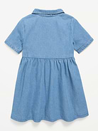 Image number 3 showing, Short-Sleeve Denim Shirt Dress for Toddler Girls