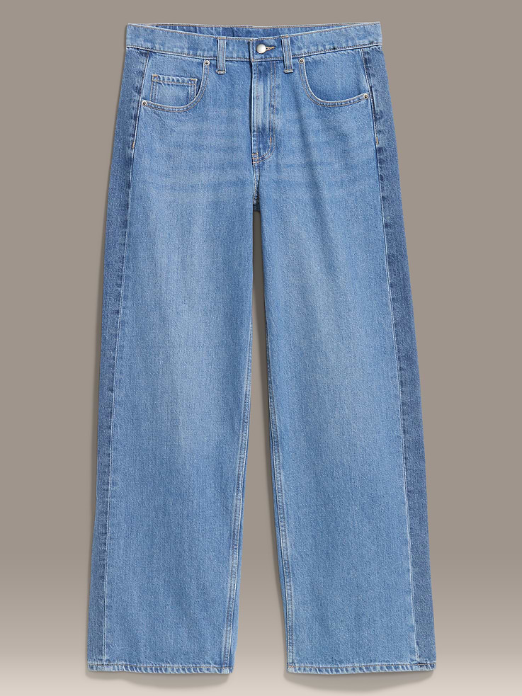 L'image numéro 7 présente Jean coupe généreuse jambe large taille mi-basse à rayures latérales Old Navy x Christopher John Rogers