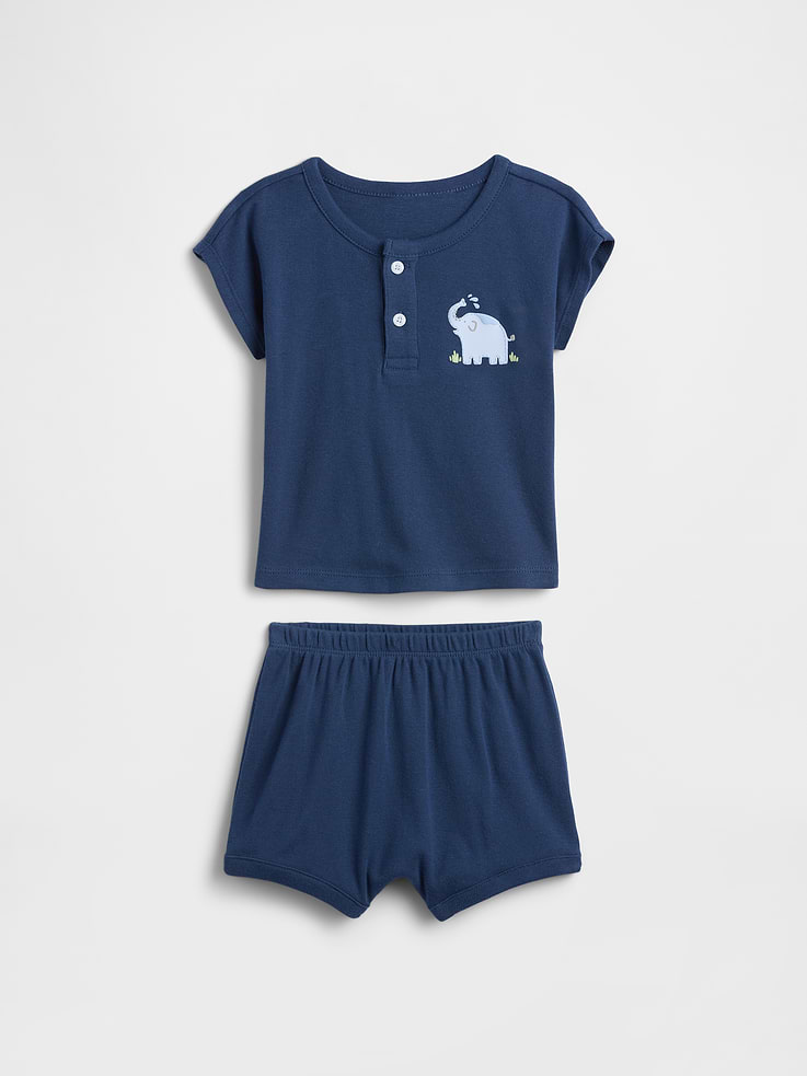 Image number 1 showing, Baby Two-Piece Graphic Outfit Set