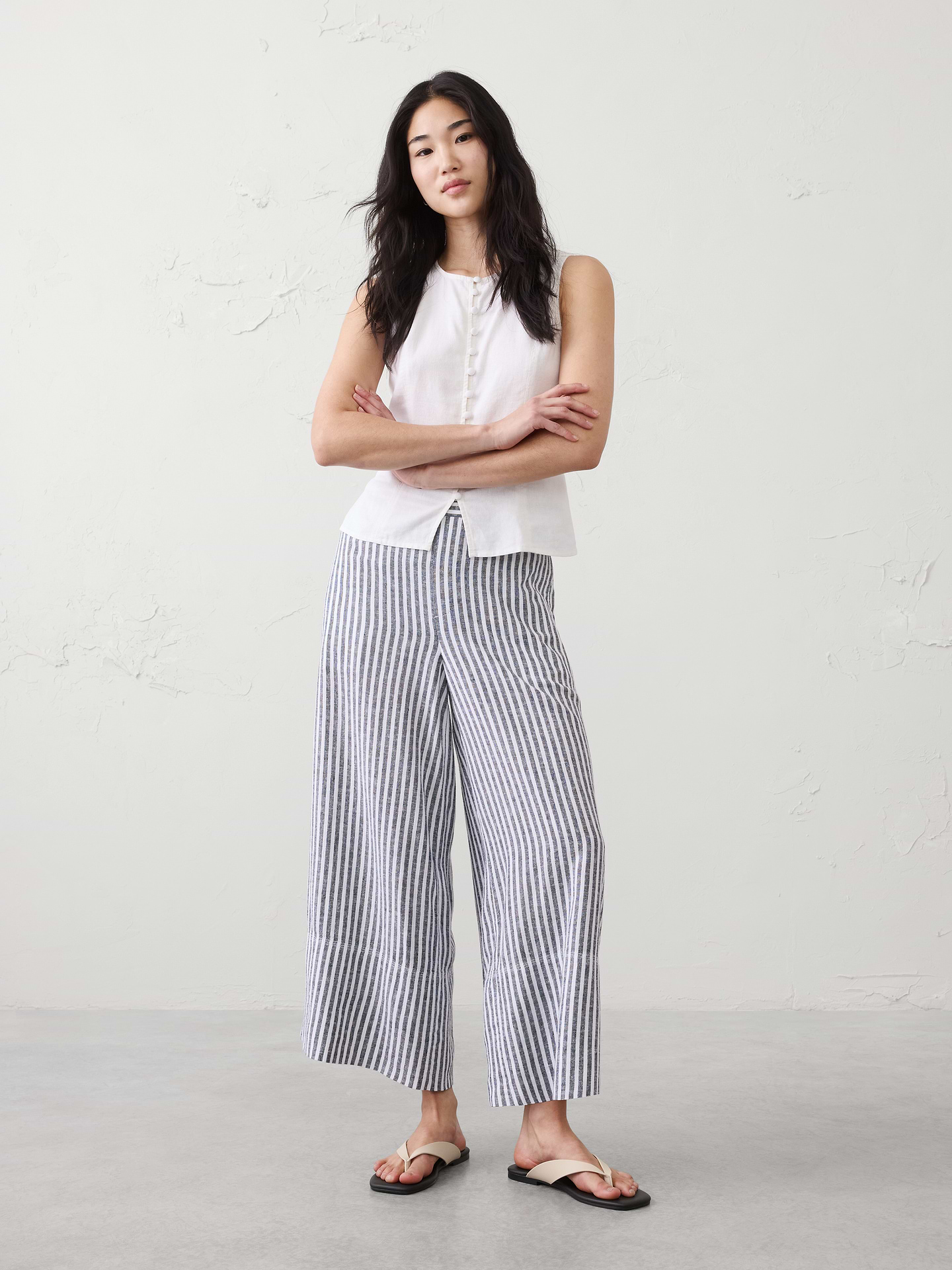 Image number 1 showing, Anyday Wide-Leg High-Rise Linen-Blend Cropped Pant