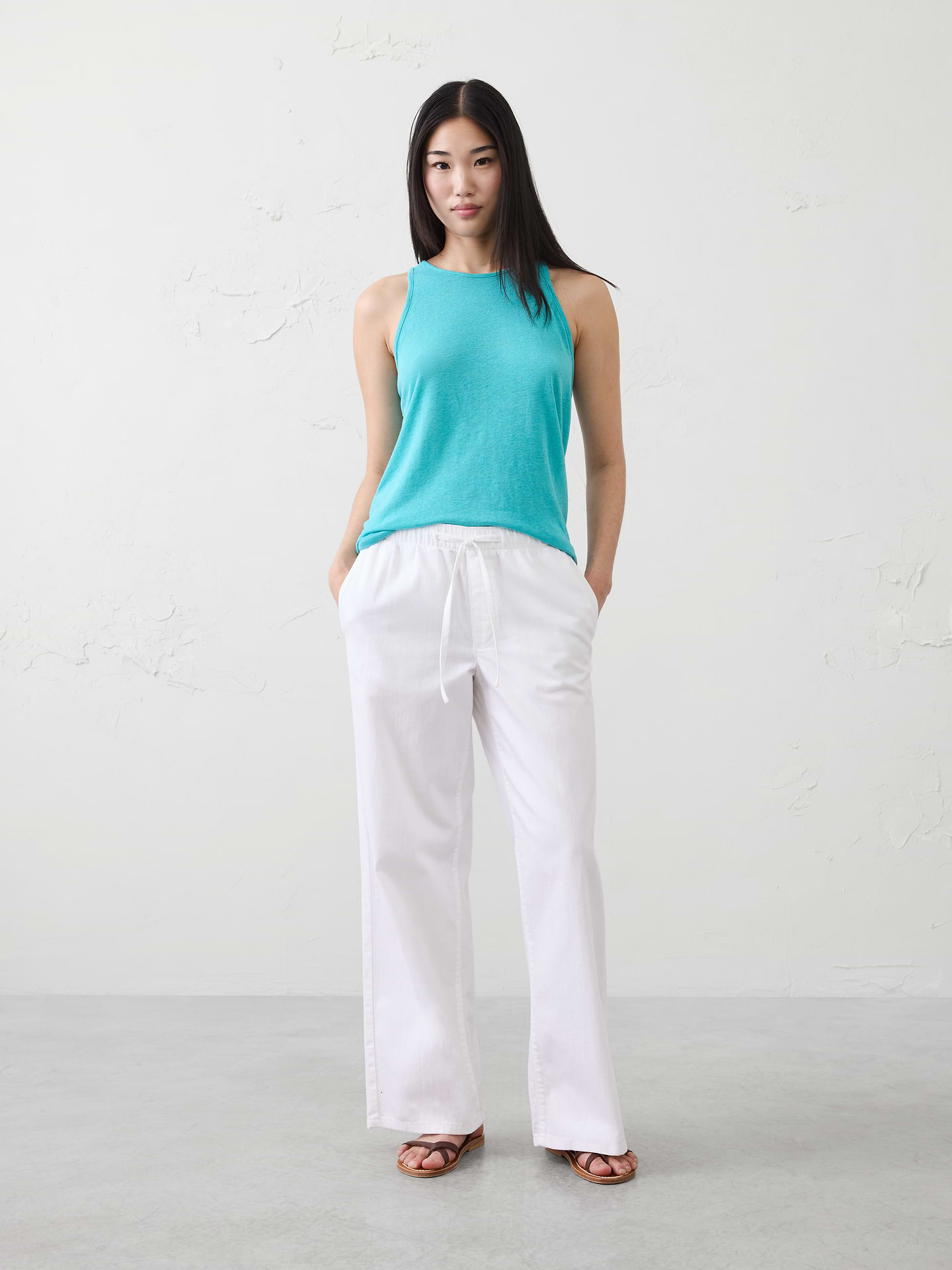 Image number 1 showing, Linen-Blend Racer Back Tank