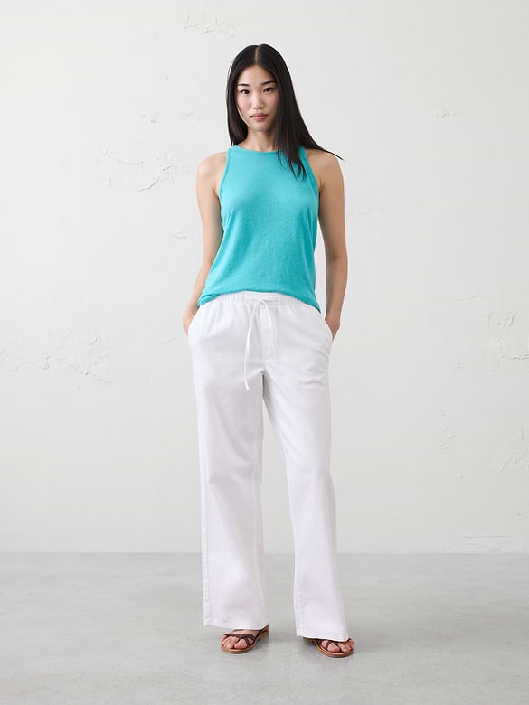 Linen-Blend Racer Back Tank