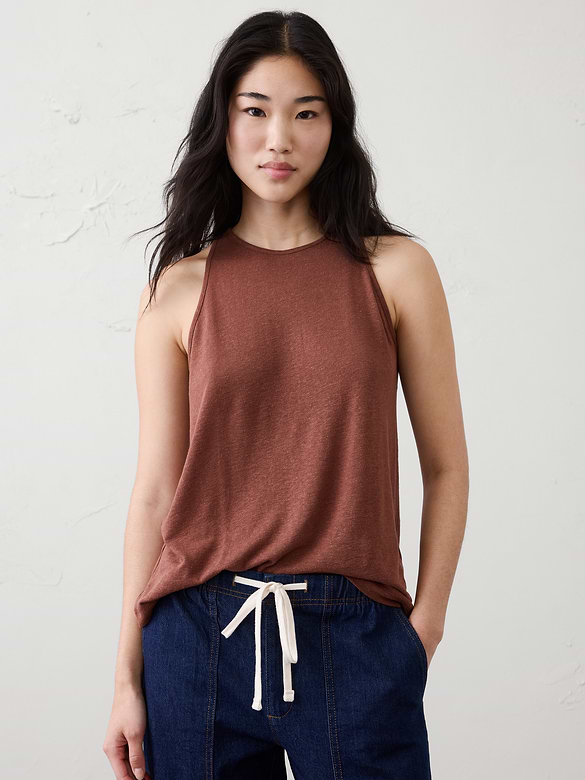 Linen-Blend Racer Back Tank