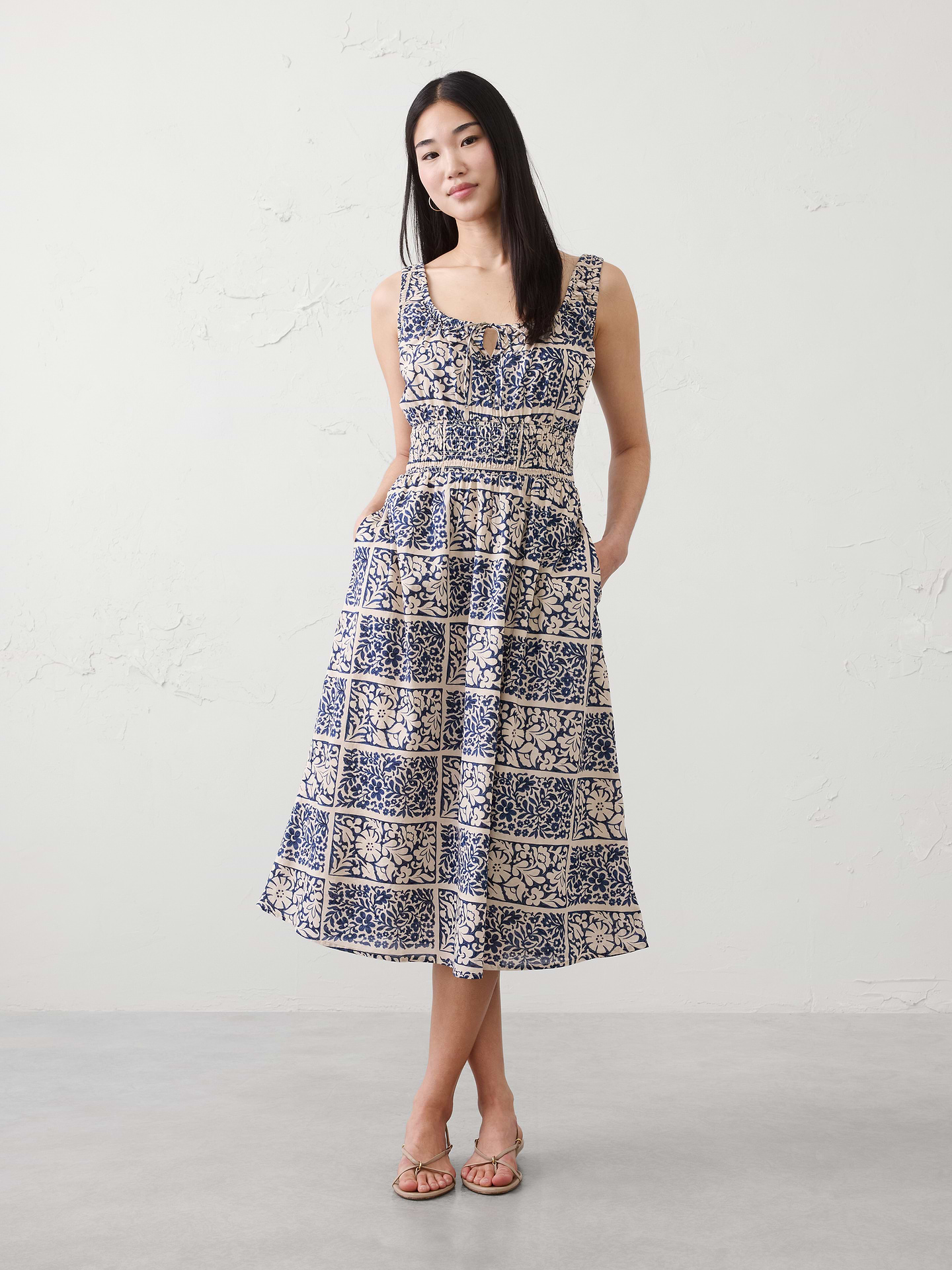 Image number 1 showing, Smocked Waist Midi Dress